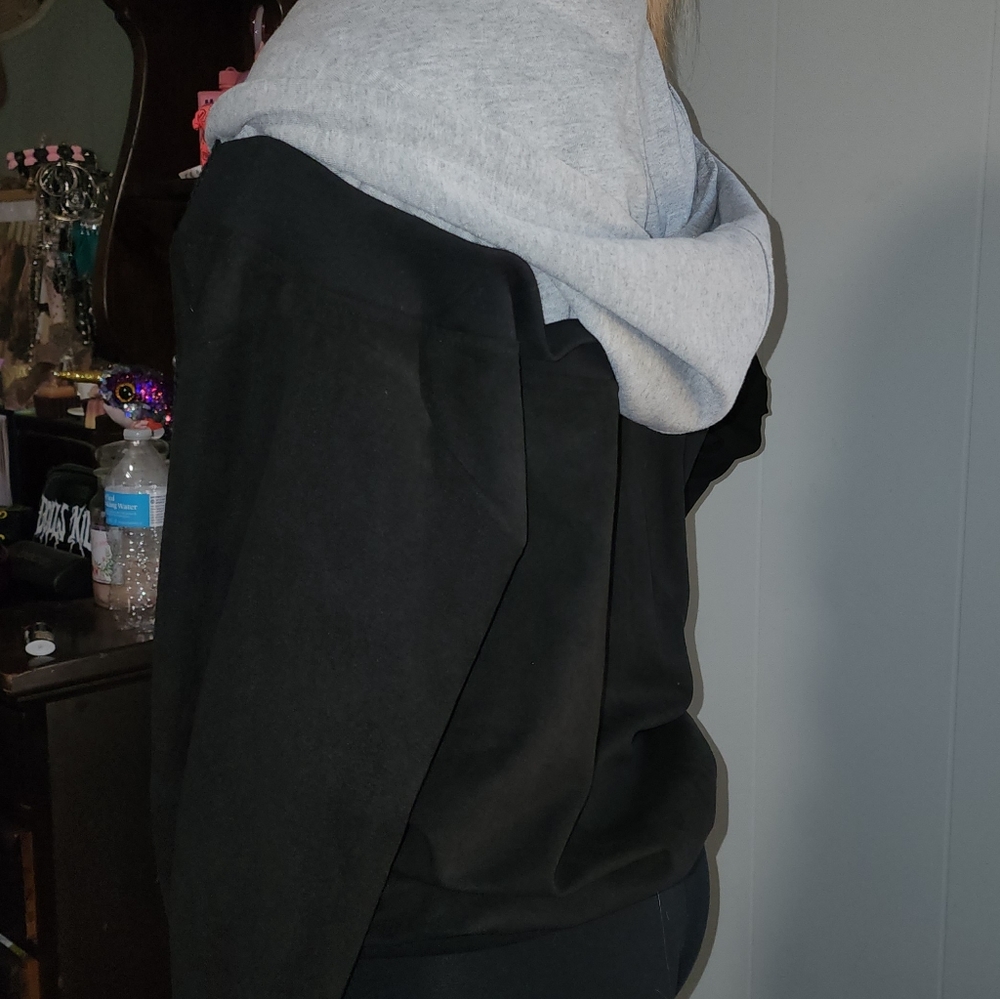 NWT MNML Dolls Kill Grey And Black Double Zip Hooded Jacket - Picture 12 of 16